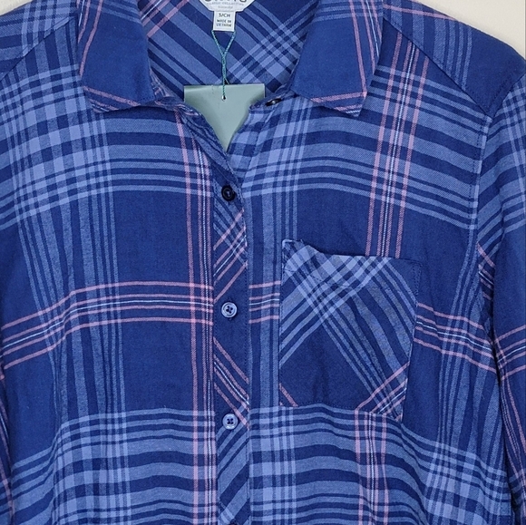 NWT Orvis | Blue Pink Plaid Stretch Flannel Button Front Shirt Size Small - Picture 2 of 7